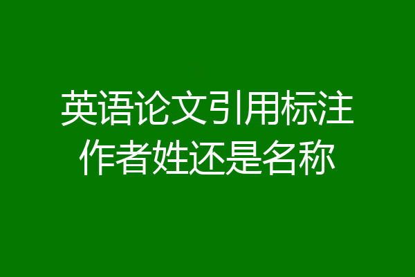 英语论文引用标注作者姓还是名称