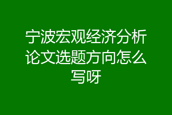 宁波宏观经济分析论文选题方向怎么写呀