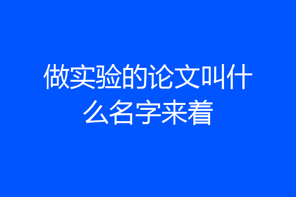 做实验的论文叫什么名字来着
