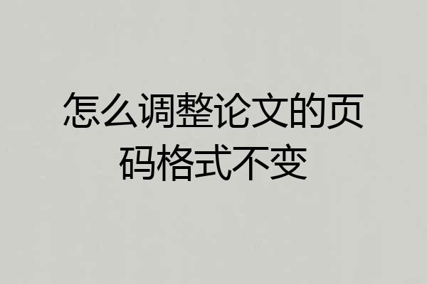 怎么调整论文的页码格式不变