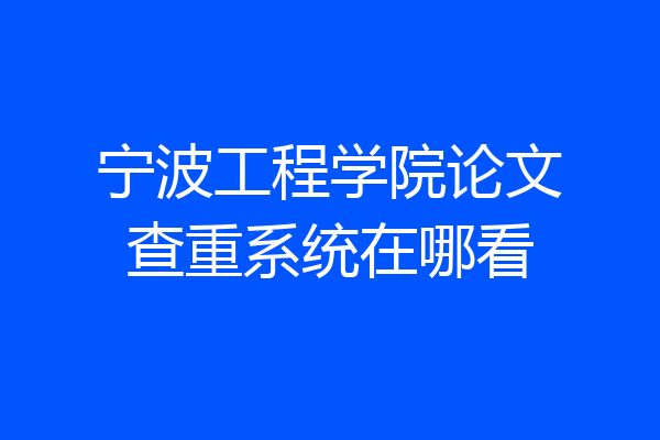 宁波工程学院论文查重系统在哪看