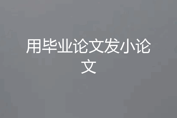 用毕业论文发小论文