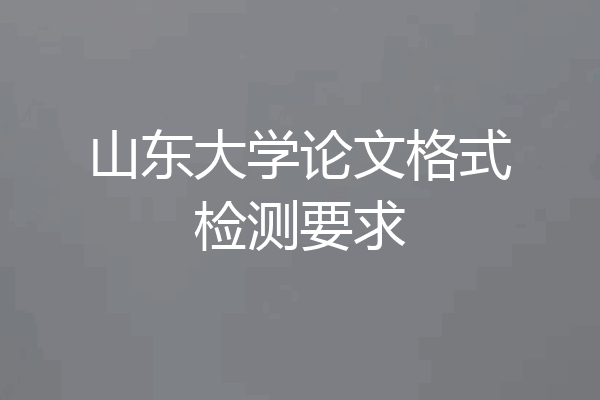 山东大学论文格式检测要求