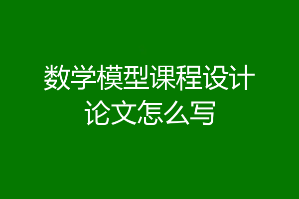 数学模型课程设计论文怎么写