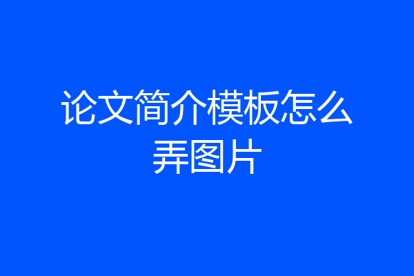 论文简介模板怎么弄图片