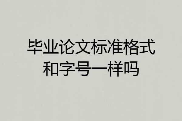毕业论文标准格式和字号一样吗