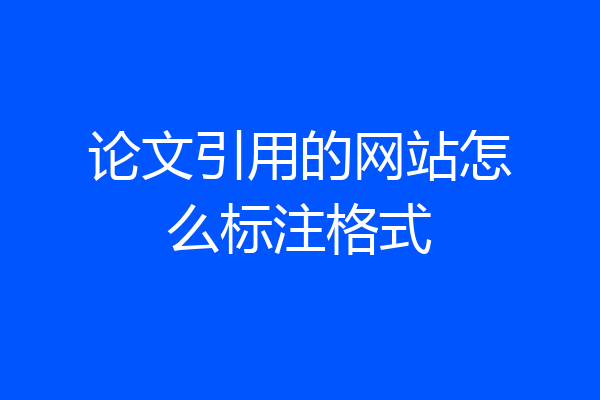 论文引用的网站怎么标注格式