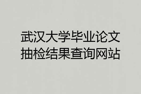武汉大学毕业论文抽检结果查询网站