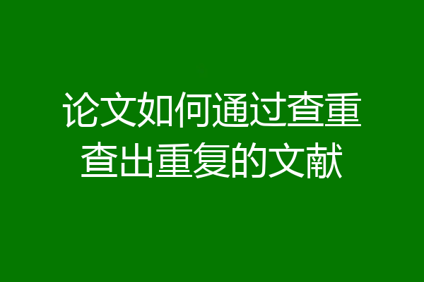 论文如何通过查重查出重复的文献