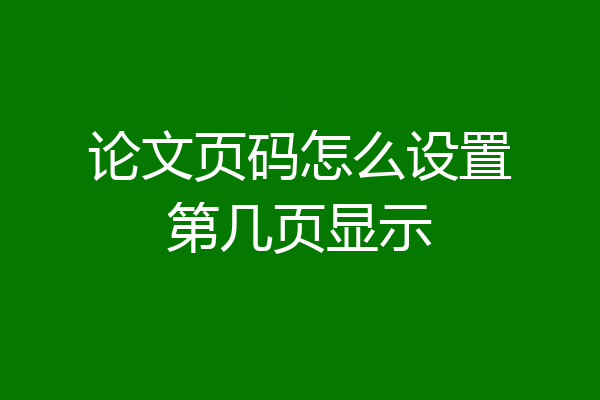 论文页码怎么设置第几页显示