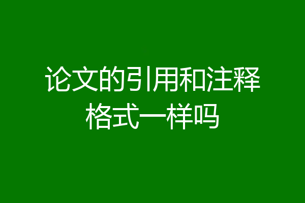 论文的引用和注释格式一样吗