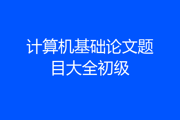 计算机基础论文题目大全初级