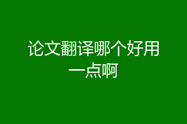 论文翻译哪个好用一点啊