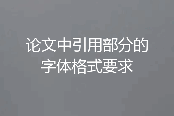 论文中引用部分的字体格式要求