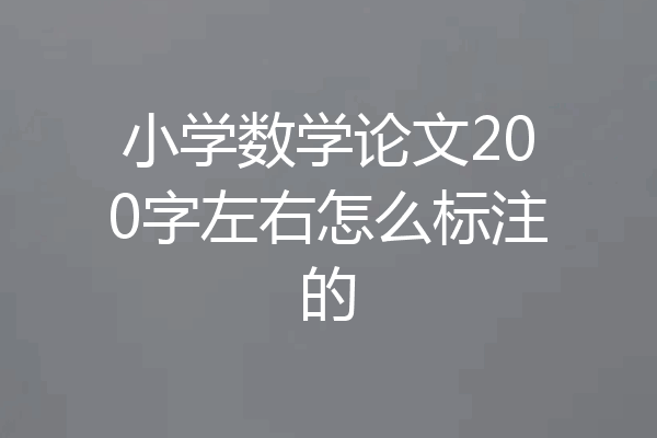 小学数学论文200字左右怎么标注的