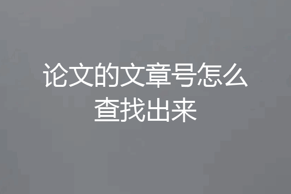 论文的文章号怎么查找出来