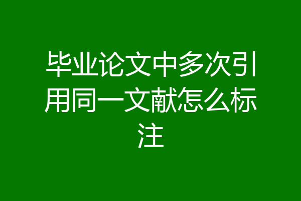 毕业论文中多次引用同一文献怎么标注