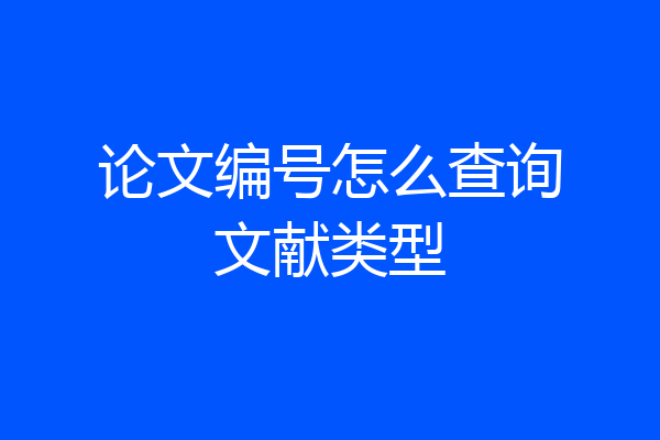 论文编号怎么查询文献类型