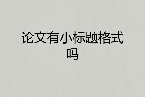 论文有小标题格式吗