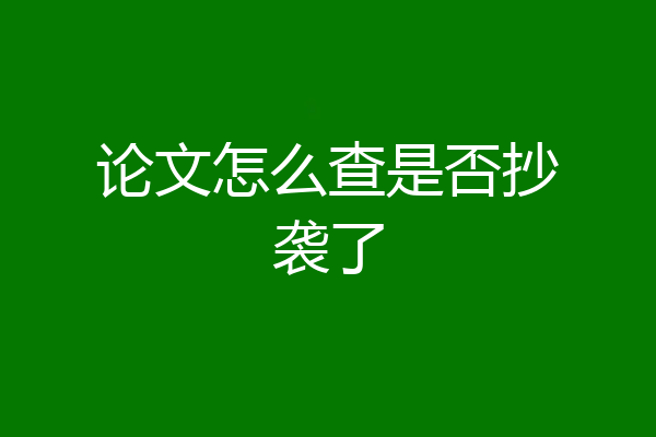 论文怎么查是否抄袭了