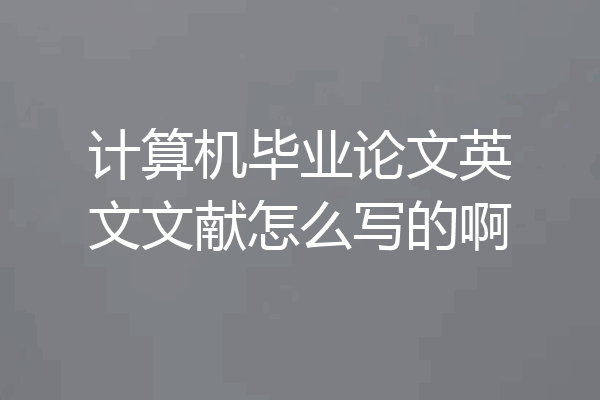计算机毕业论文英文文献怎么写的啊