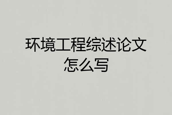 环境工程综述论文怎么写