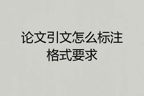 论文引文怎么标注格式要求