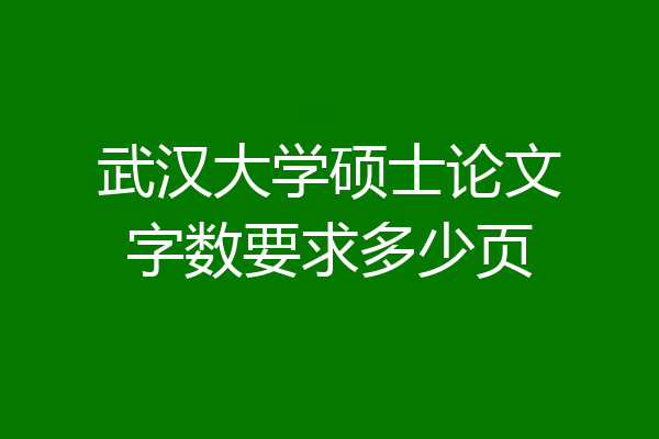 武汉大学硕士论文字数要求多少页