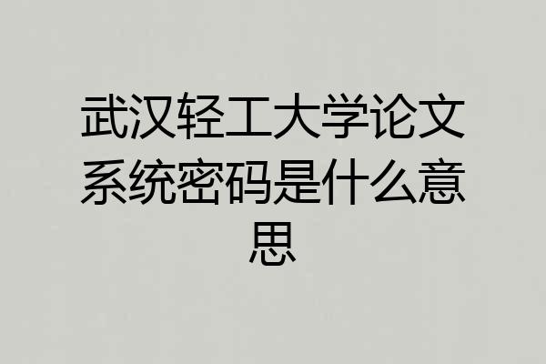 武汉轻工大学论文系统密码是什么意思