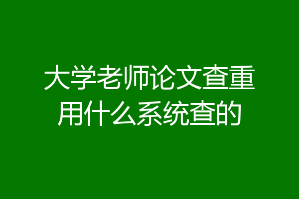 大学老师论文查重用什么系统查的
