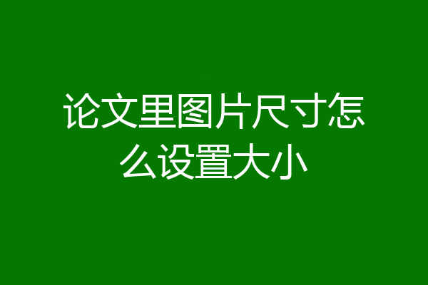 论文里图片尺寸怎么设置大小