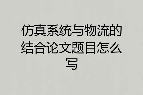 仿真系统与物流的结合论文题目怎么写