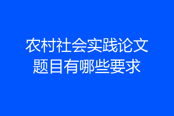 农村社会实践论文题目有哪些要求