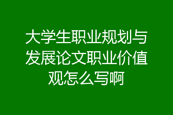 大学生职业规划与发展论文职业价值观怎么写啊
