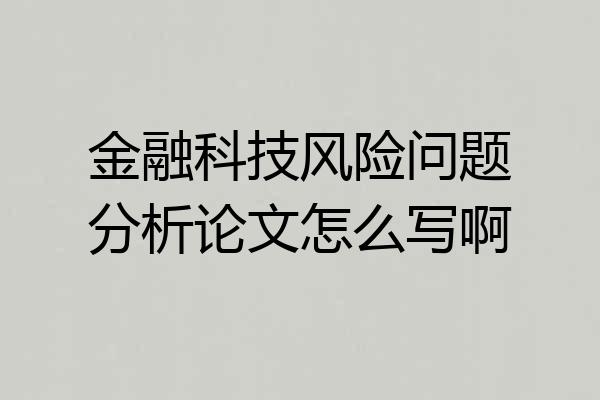 金融科技风险问题分析论文怎么写啊
