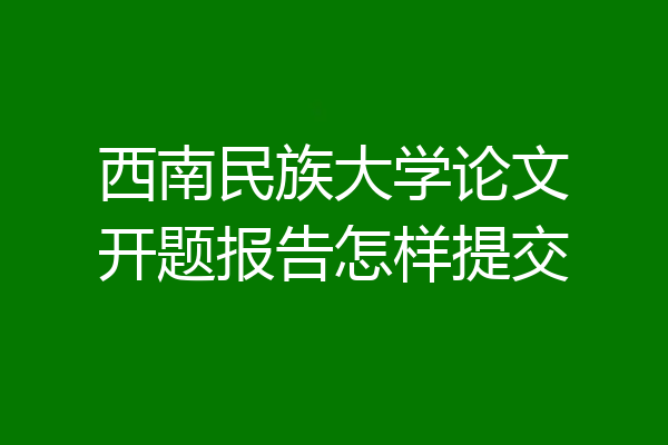 西南民族大学论文开题报告怎样提交