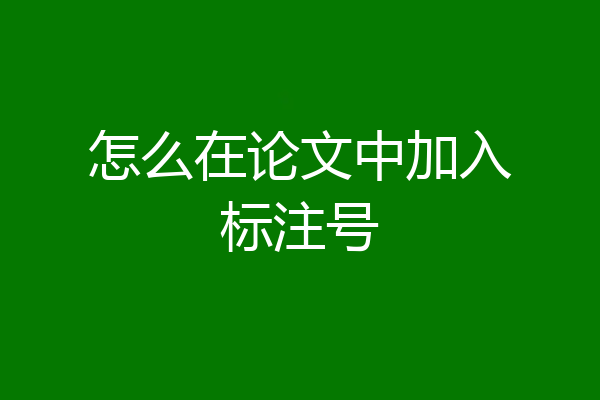 怎么在论文中加入标注号