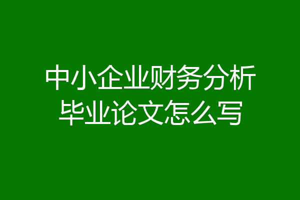 中小企业财务分析毕业论文怎么写