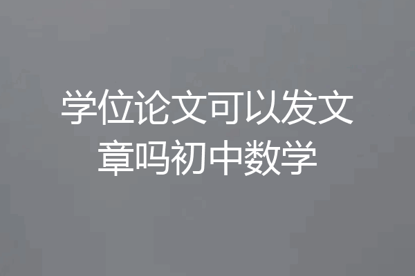 学位论文可以发文章吗初中数学