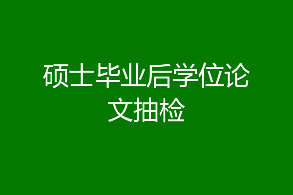 硕士毕业后学位论文抽检