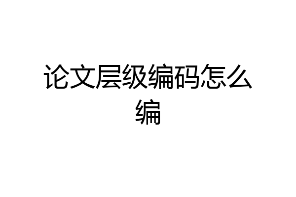 论文层级编码怎么编