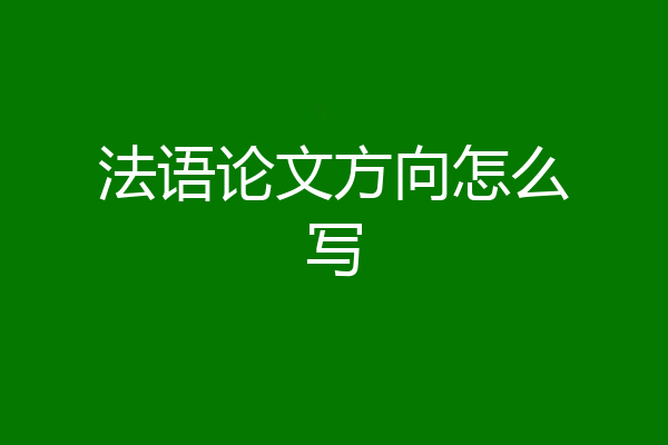 法语论文方向怎么写