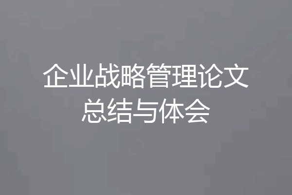 企业战略管理论文总结与体会