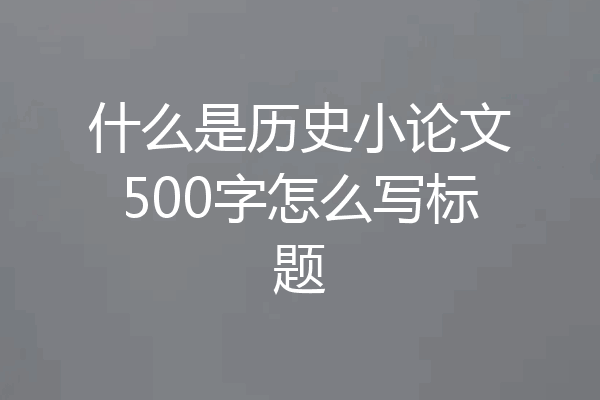 什么是历史小论文500字怎么写标题