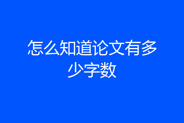 怎么知道论文有多少字数