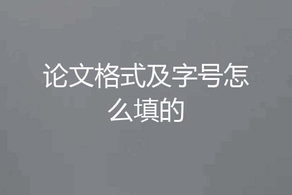 论文格式及字号怎么填的