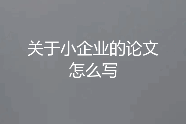 关于小企业的论文怎么写