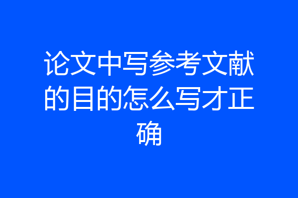 论文中写参考文献的目的怎么写才正确