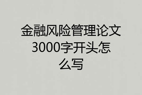 金融风险管理论文3000字开头怎么写