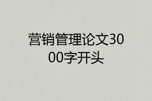 营销管理论文3000字开头